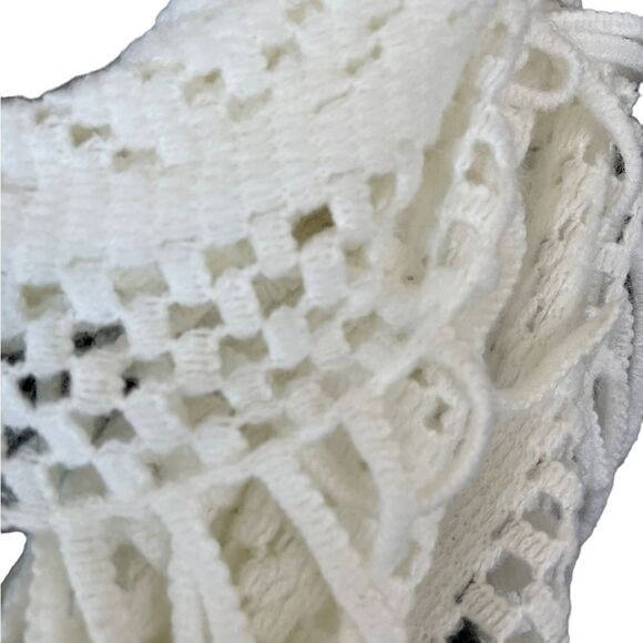 MIXIT WHITE OPEN WEAVE INFINITY SCARF WITH FRINGE - Picture 3 of 6